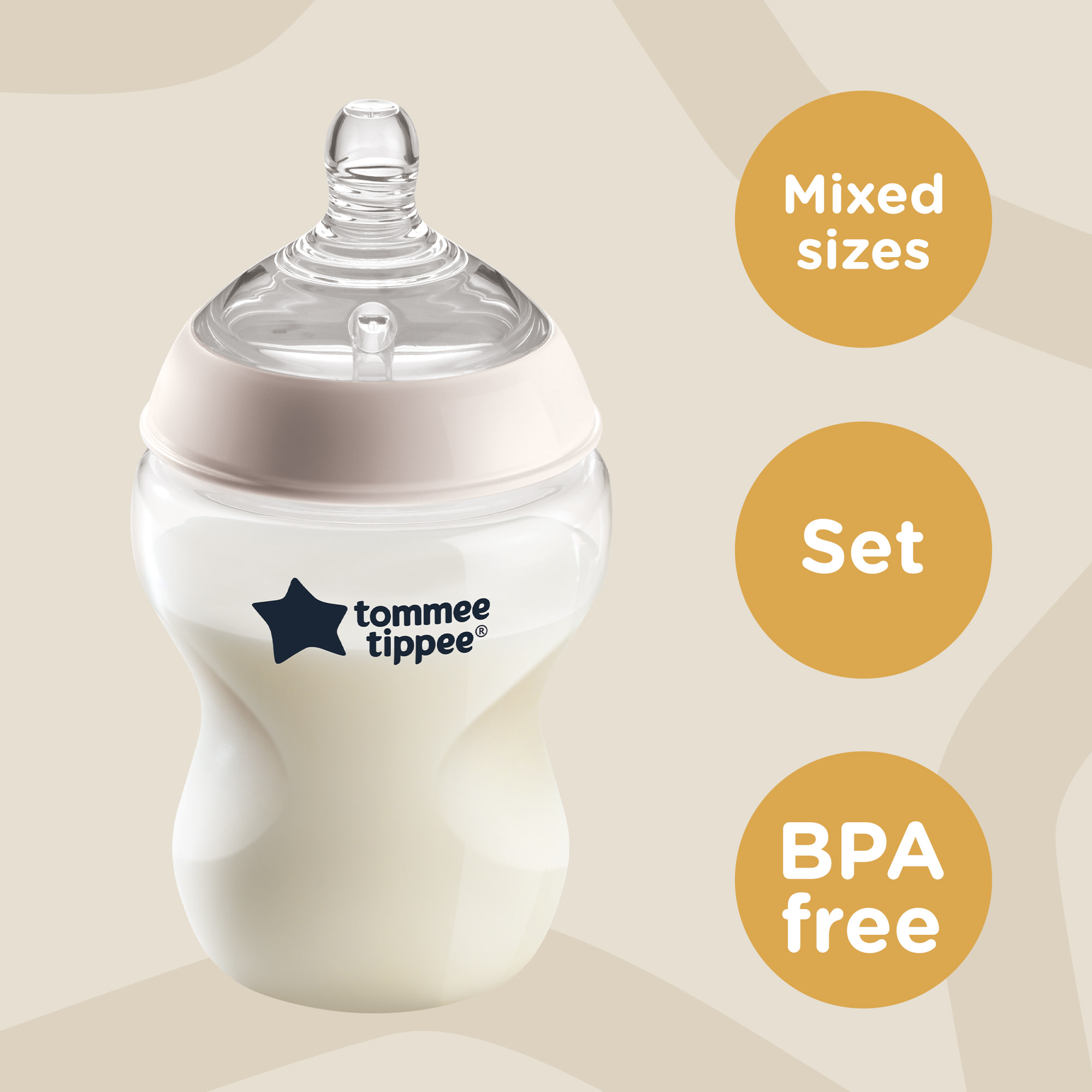 Tommee Tippee Closer to Nature 6 Pack (260ml) Anti-Colic Baby Bottles -  Blue