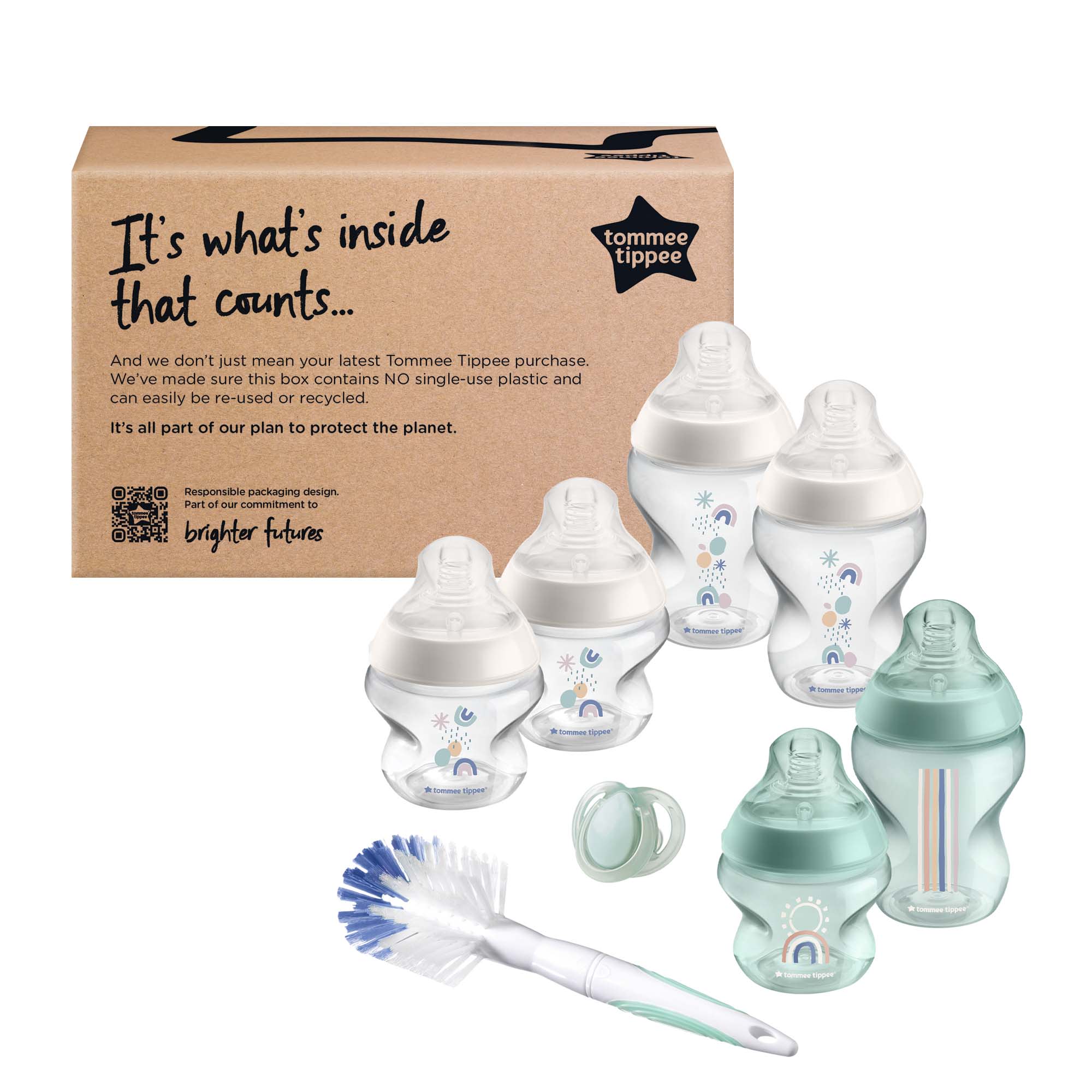 Tommee Tippee 16pc Perfect Prep Machine Complete Steriliser Anti-Colic Baby  Bottle and Thermometer Feeding Bundle - Black / Natural Blue