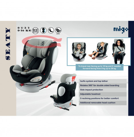 Safety baby - siege auto isofix seaty groupe 0/1/2/3 (0-36kg) pivotant a  360° - dos a la route 0-13 kg - noir NAN3507460161861 - Conforama