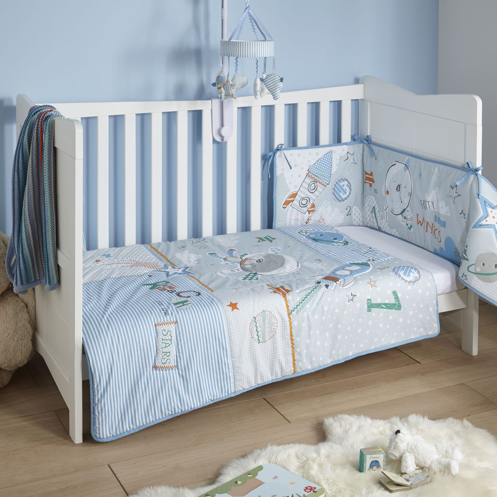 blue cot bed sheets