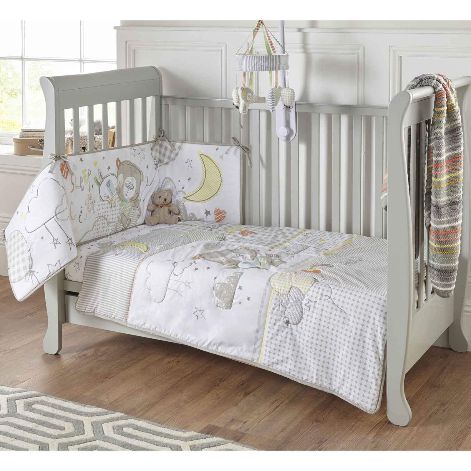 white waffle cot bedding