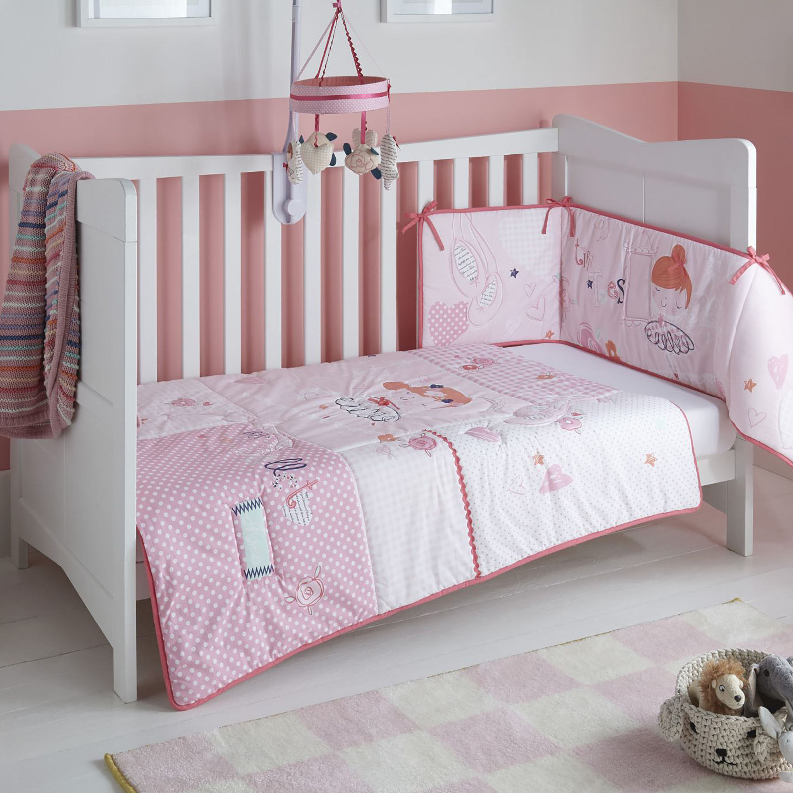 pink cot bed duvet set