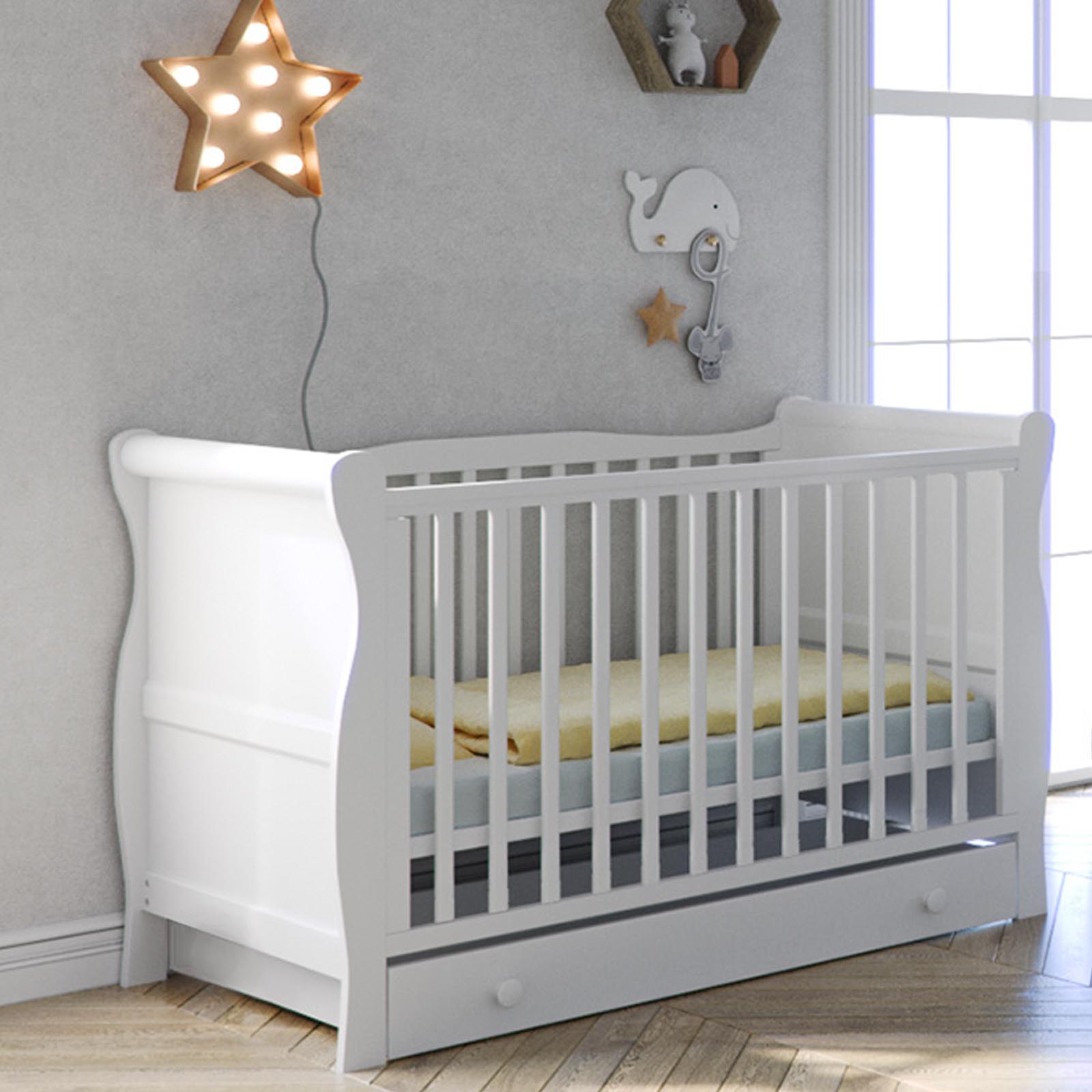 white sleigh cot package