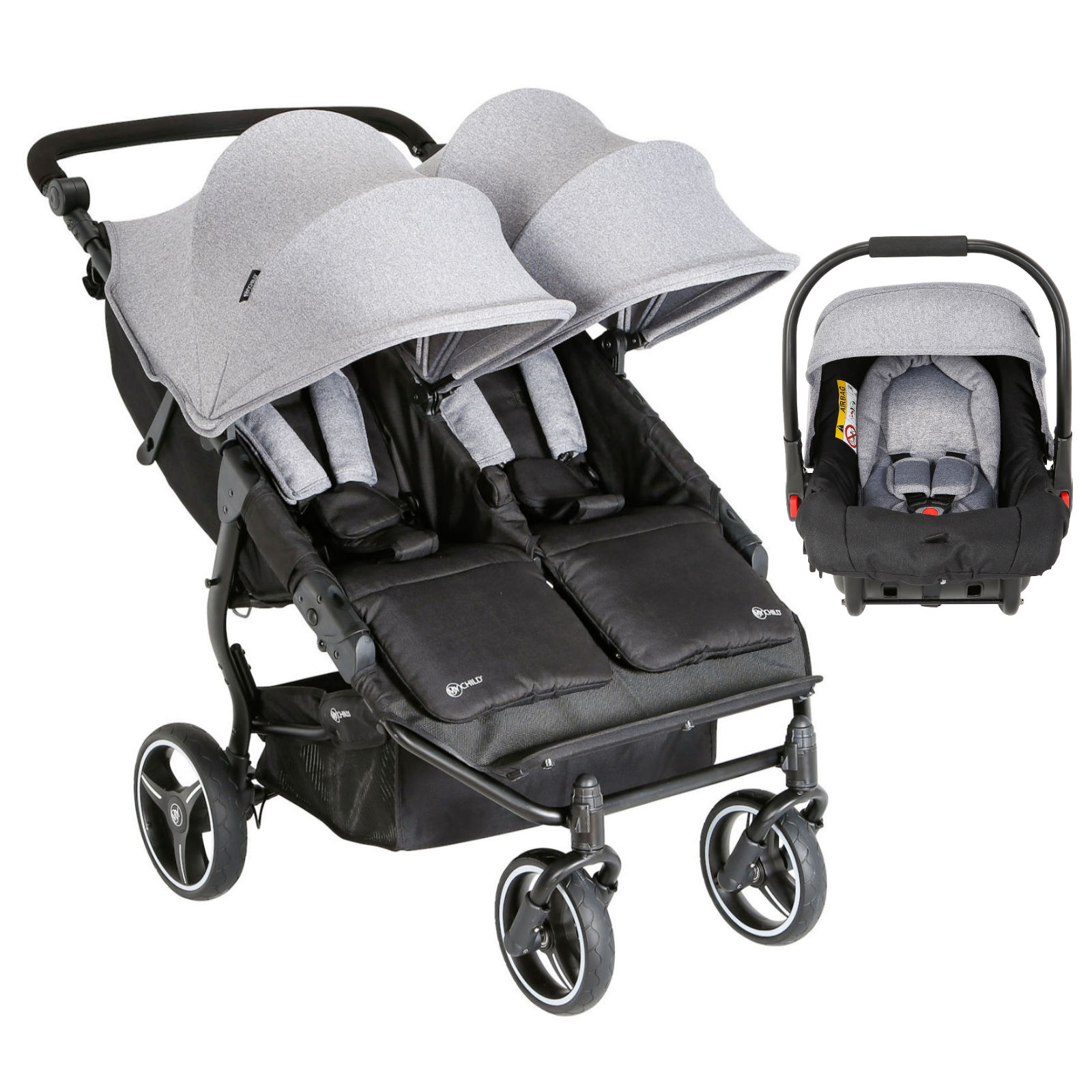 double stroller with car seats for twins