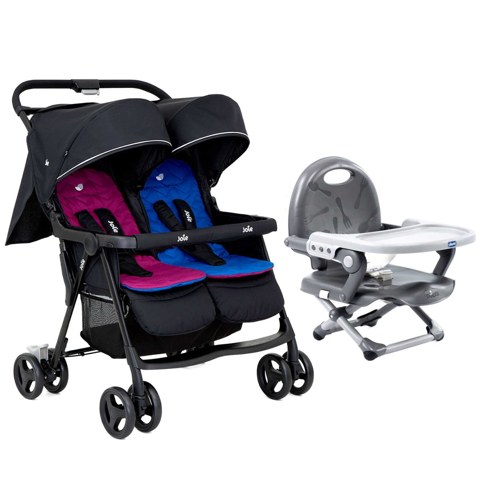 joie aire twin stroller pink & blue colour pink & blue