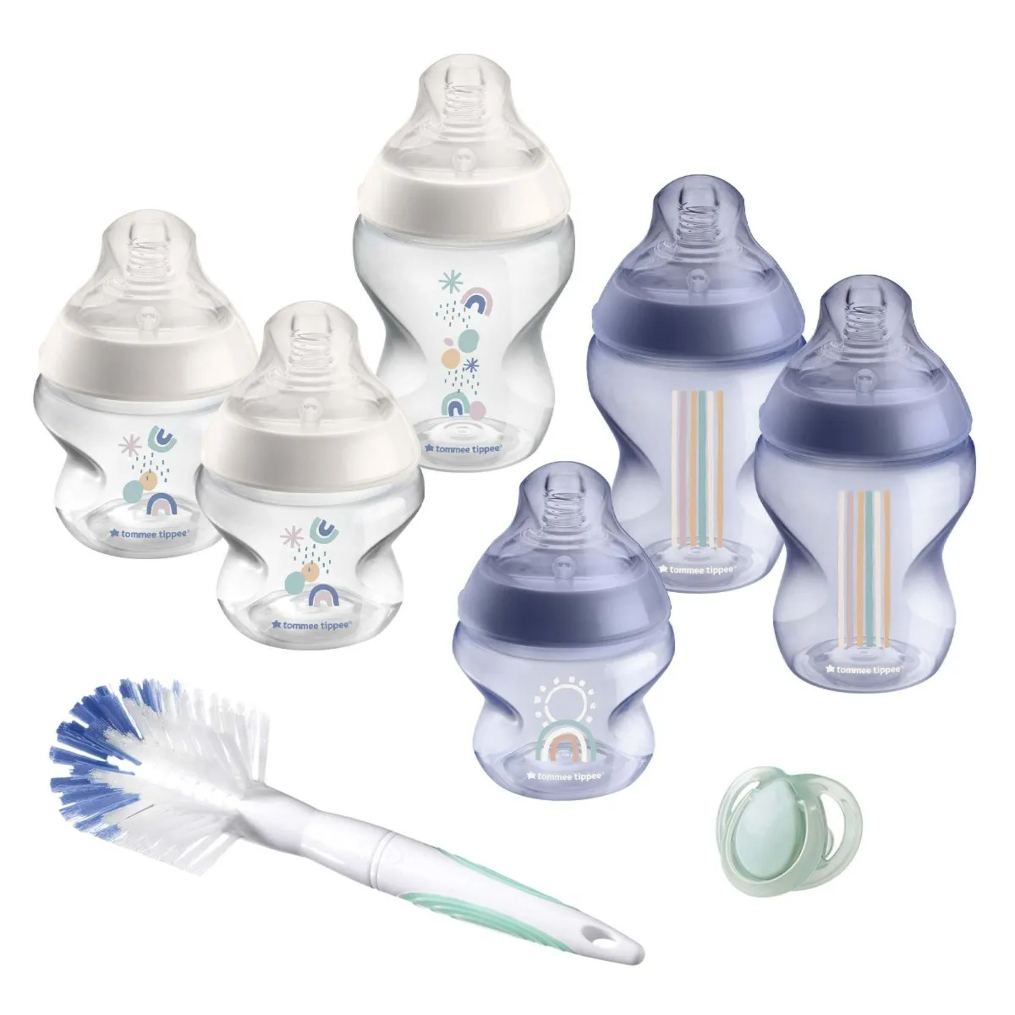 Tommee Tippee Closer to Nature Newborn Baby Bottle Starter Set   Breast-Like Nipple, Anti-Colic Valve - Clear, Unisex 