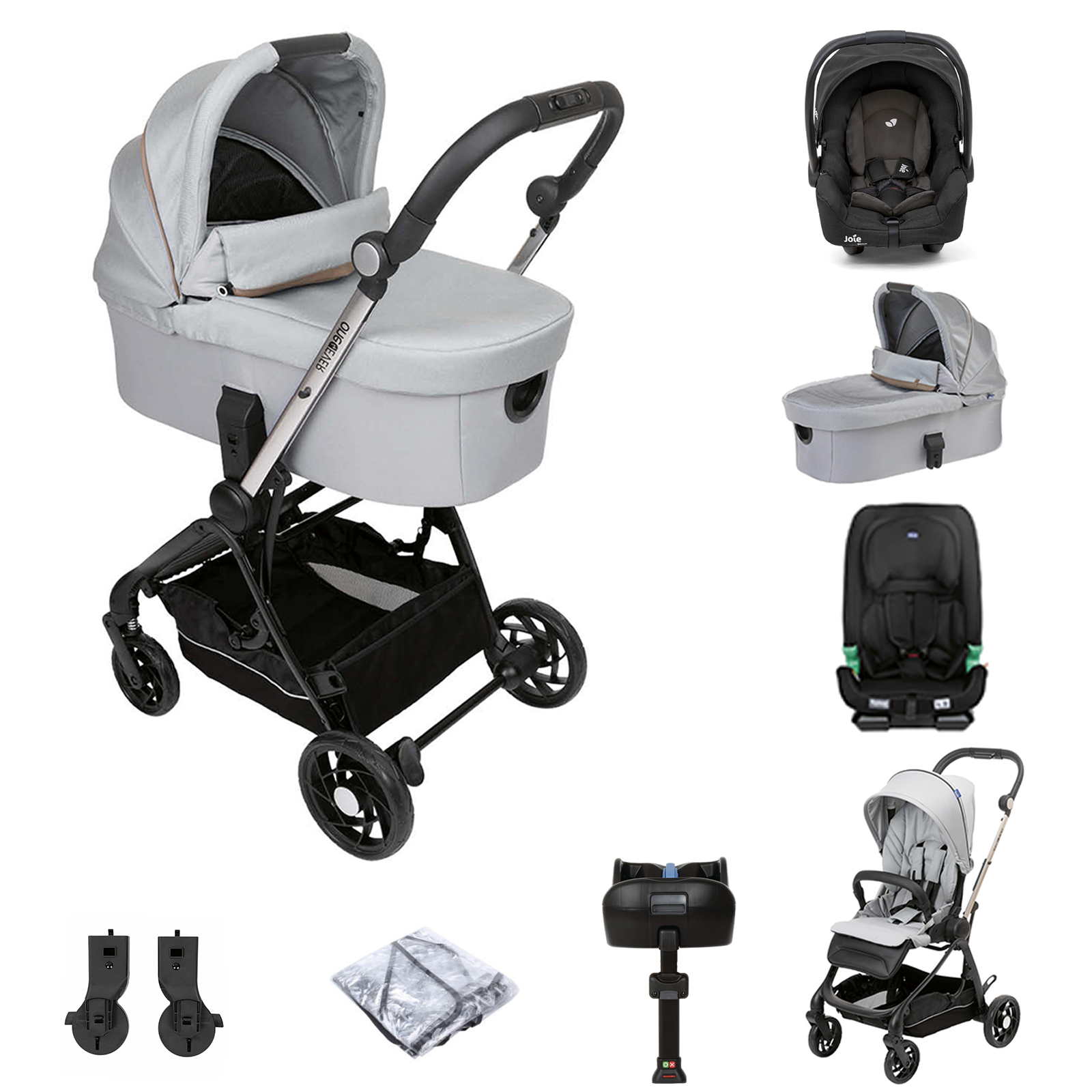Chicco One4ever Gemm ISOFIX Travel System, Carry Cot  I-Size Car Seat  Silver Leaf Buy at Online4baby