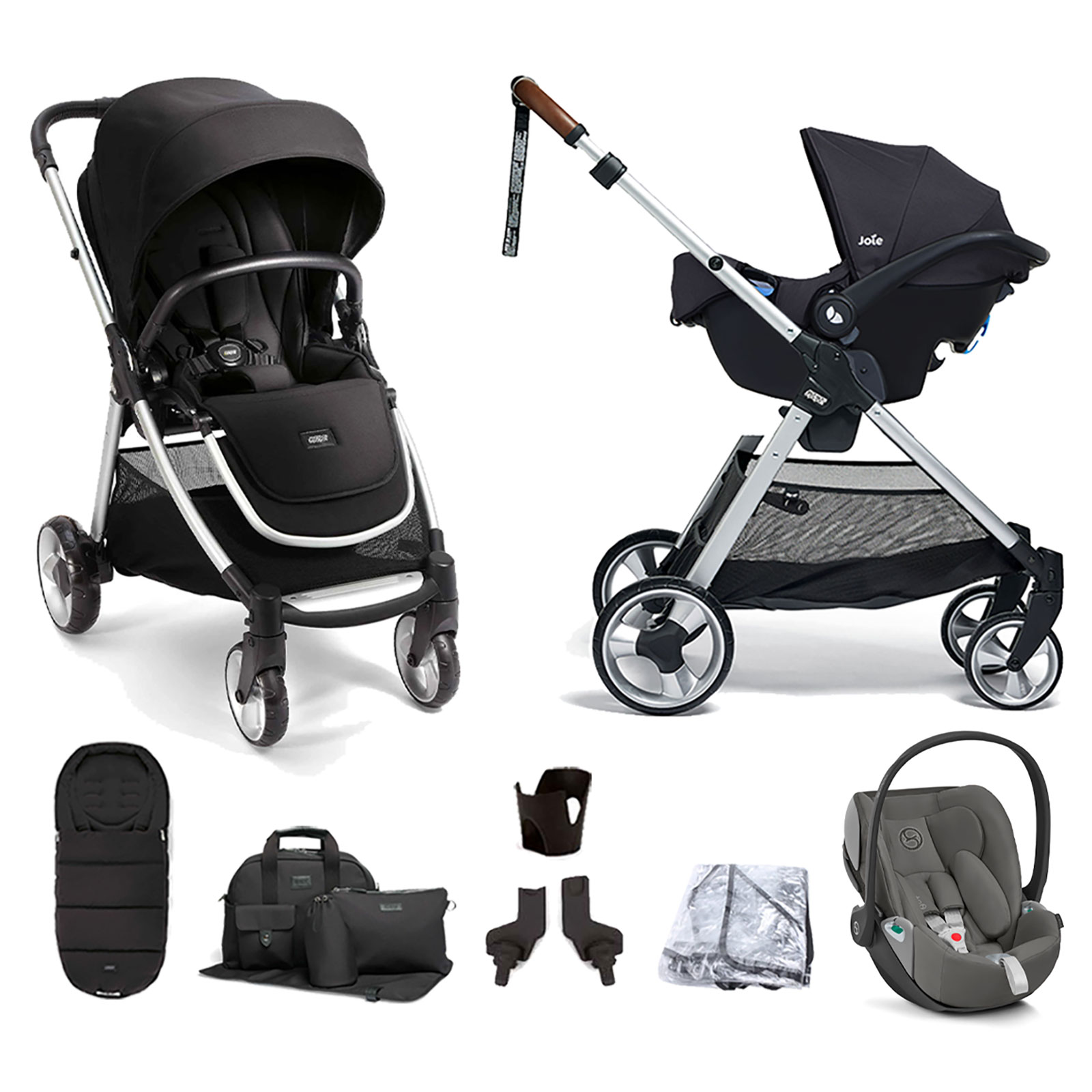 Mamas & Papas Flip XT2 7pc Essentials (CYBEX Cloud Z2 i-Size Car Seat) Travel System - Black