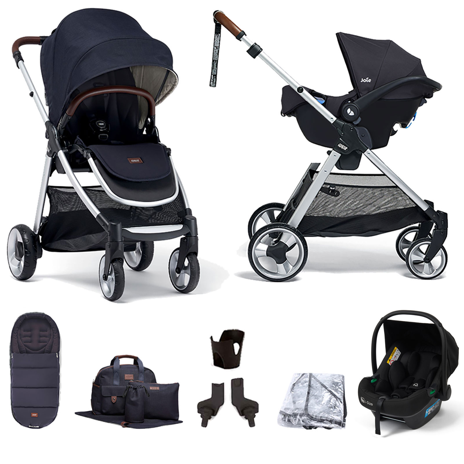 Mamas & Papas Flip XT2 7pc Essentials (Safe Fit i-Size Infant Car Seat) Travel System - Navy
