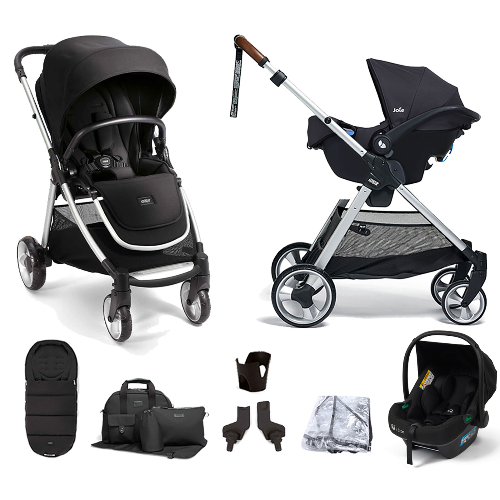 Mamas & Papas Flip XT2 7pc Essentials (Safe Fit i-Size Infant Car Seat) Travel System - Black