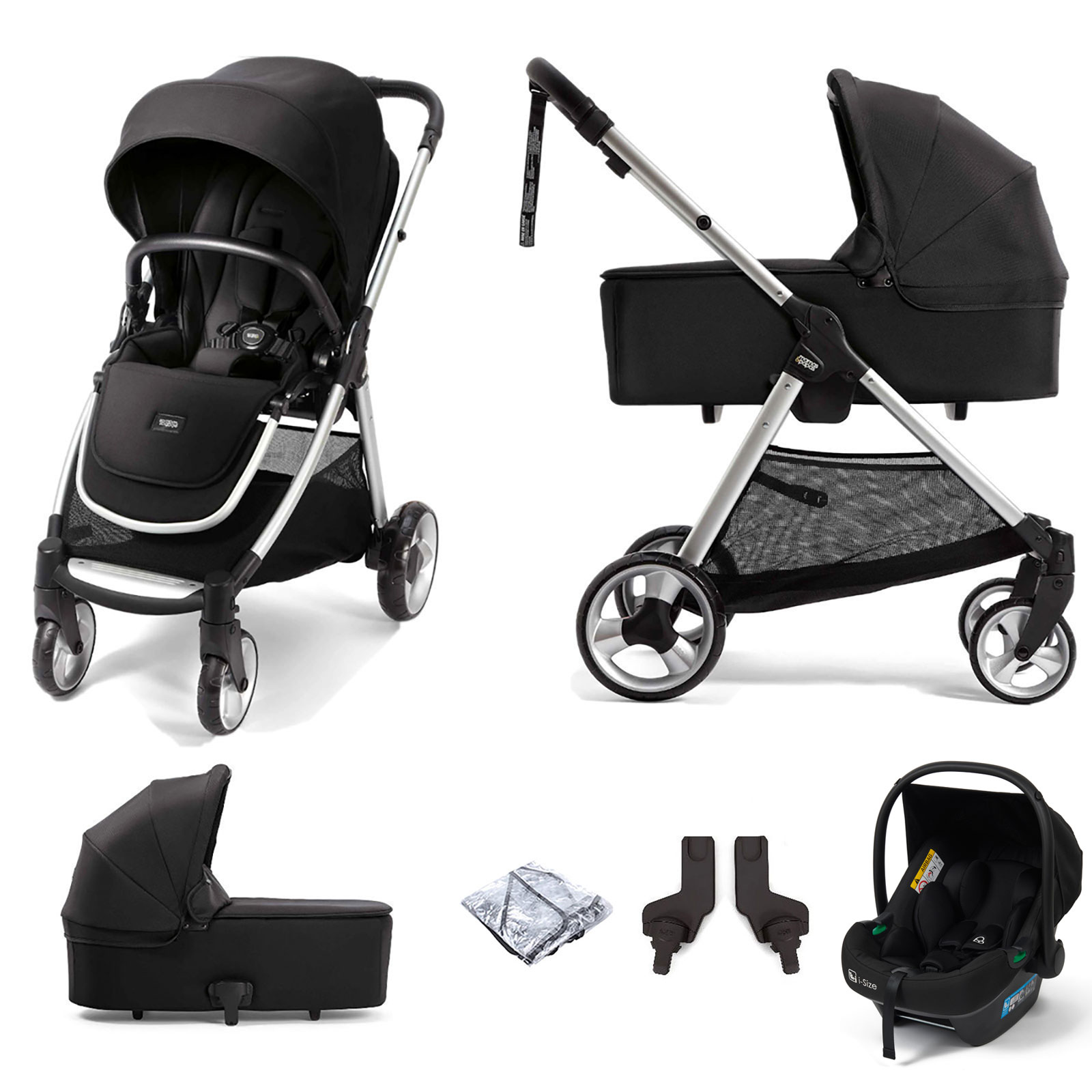 Mamas & Papas Flip XT2 (Safe Fit Car Seat) Travel System with Carrycot - Black