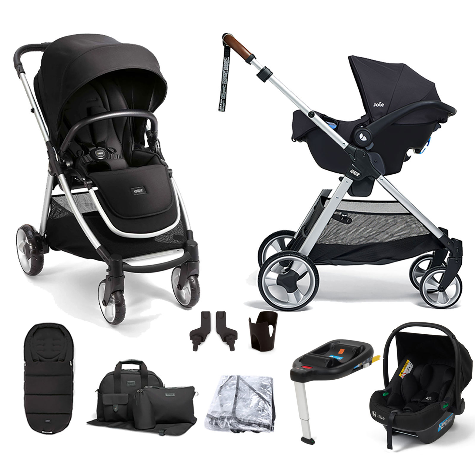 Mamas & Papas Flip XT2 Essentials (Safe Fit i-Size Infant Car Seat & ISOFIX Base) Travel System - Black