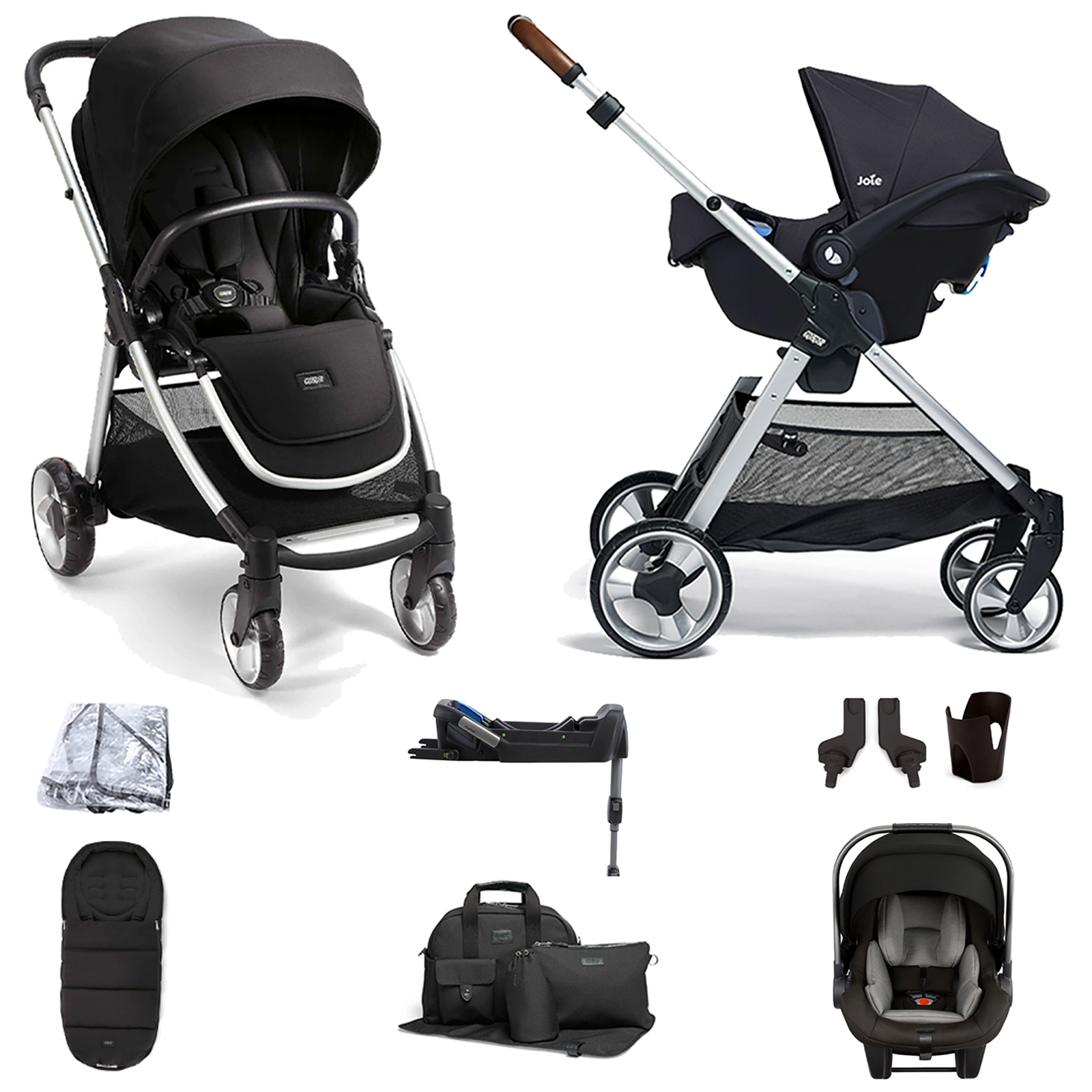 Mamas & Papas Flip XT2 Essentials (Pipa Lite Car Seat & ISOFIX Base) Travel System - Black