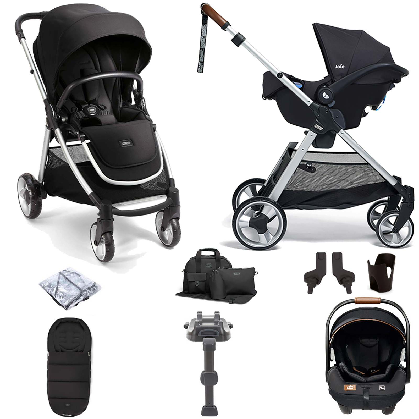 Mamas & Papas Flip XT2 Travel System with Accessories, i-Level Recline Car Seat & i-Base LX 2 - Black