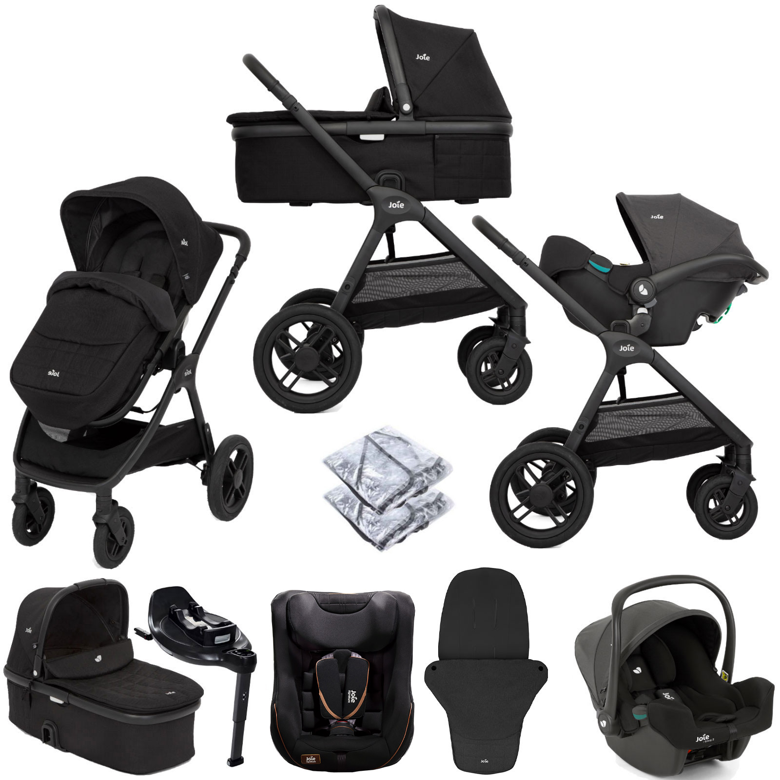 Joie Honour Pushchair Travel System with Carrycot, i-Harbour Car Seat & i-Base Encore ISOFIX Base - Shale