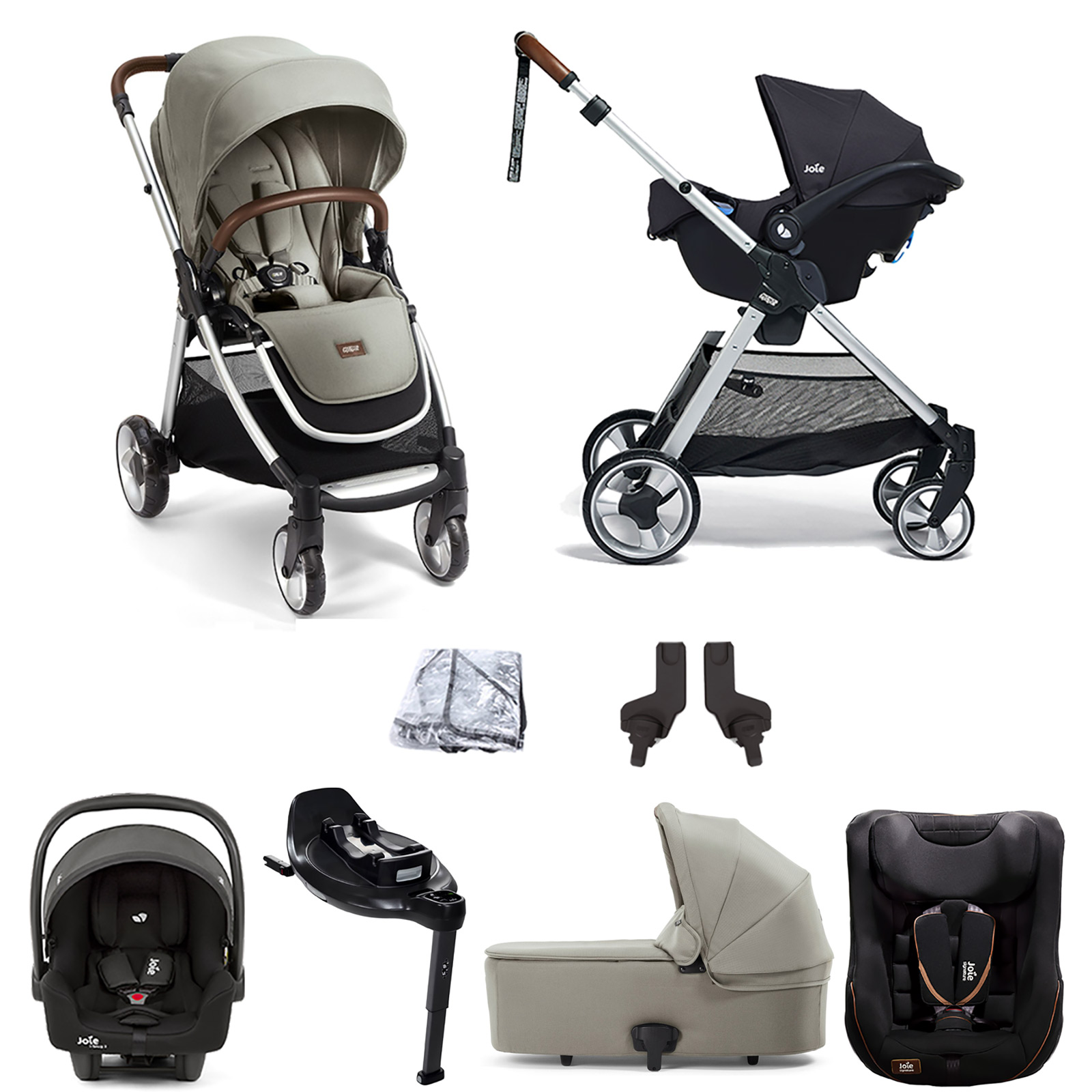 Mamas & Papas Flip XT2 Essentials (i-Snug 2 & i-Harbour Car Seats) Travel System with Carrycot & i-Base Encore - Sage Green