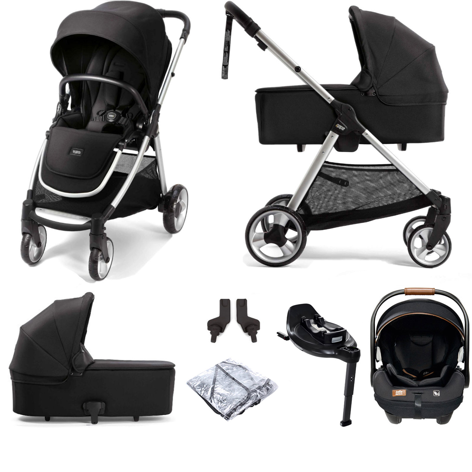 Mamas & Papas Flip XT2 Travel System with Carrycot, i-Level Recline Car Seat & i-Base Encore - Black