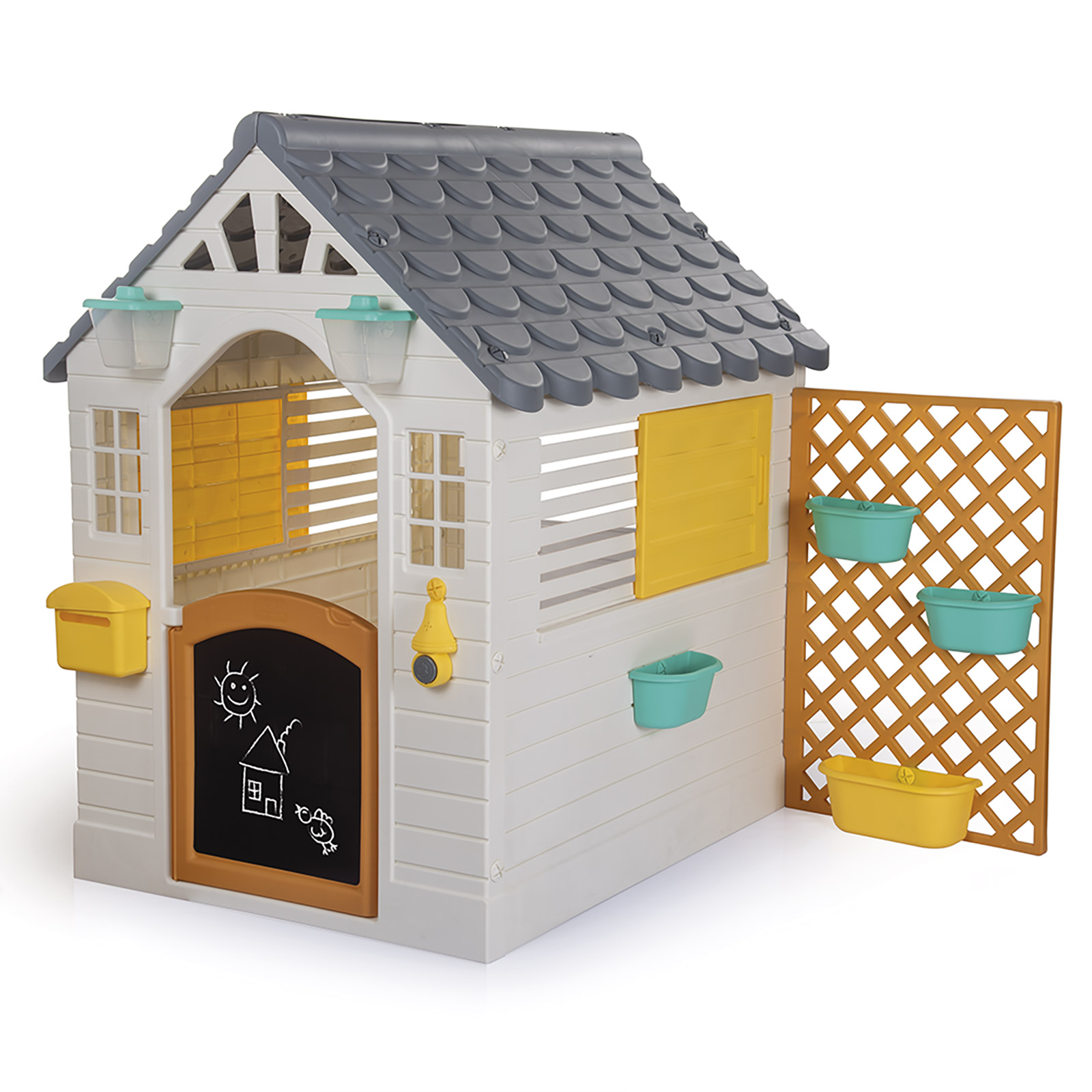 Childrens Playhouse With Playfence - White and Grey (2 - 6 Years)