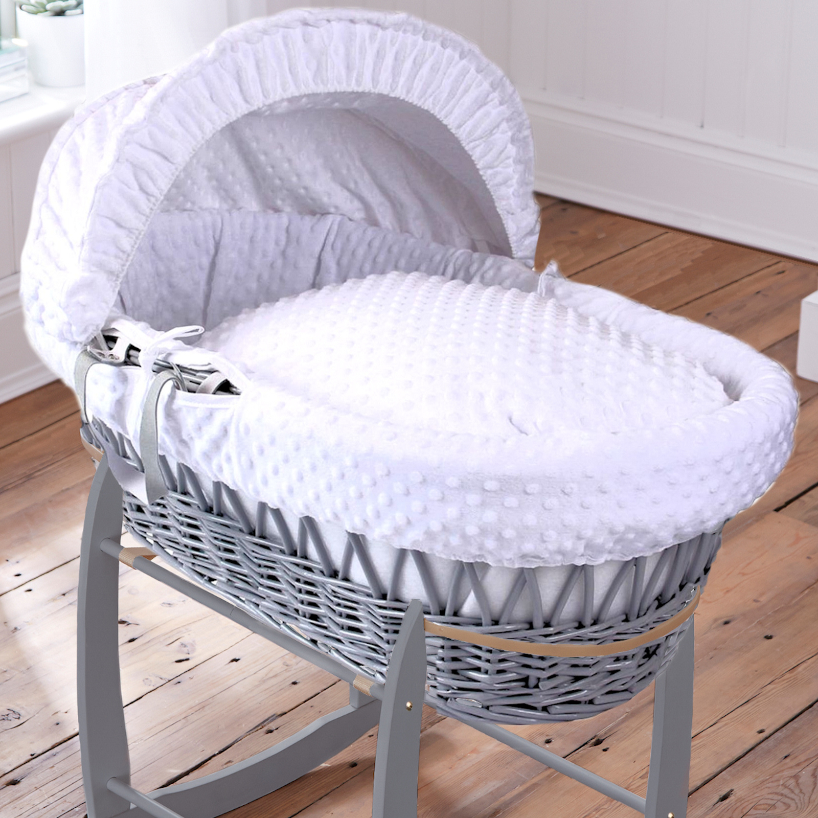 white dimple moses basket
