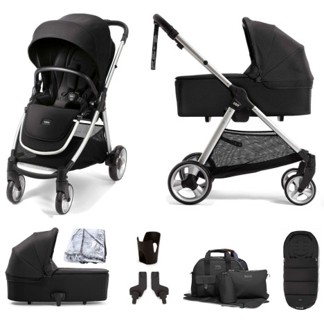Mamas & Papas Flip XT2 (6pc) 2in1 Pushchair Stroller with Carrycot - Black