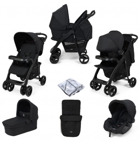 Puggle Denver Luxe 3in1 Travel System with Raincover & Footmuff - Storm Black