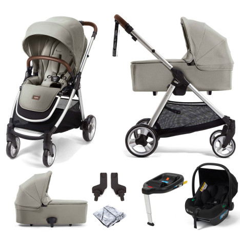 Mamas & Papas Flip XT2 (Safe Fit Car Seat & ISOFIX Base) Travel System with Carrycot - Sage Green