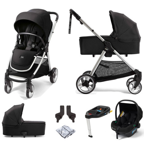 Mamas & Papas Flip XT2 (Safe Fit Car Seat & ISOFIX Base) Travel System with Carrycot - Black