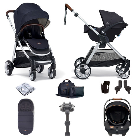 Mamas & Papas Flip XT2 Travel System with Accessories, i-Level Recline Car Seat & i-Base LX 2 - Navy