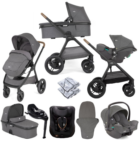 Joie Honour Pushchair Travel System with Carrycot, i-Harbour Car Seat & i-Base Encore ISOFIX Base - Thunder