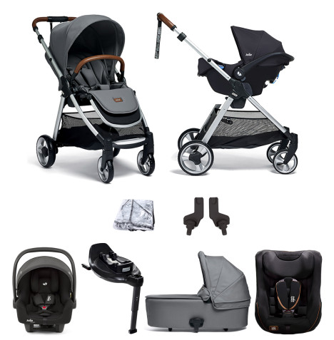 Mamas & Papas Flip XT2 Essentials (i-Snug 2 & i-Harbour Car Seats) Travel System with Carrycot & i-Base Encore - Fossil Grey