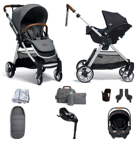 Mamas & Papas Flip XT2 Travel System with Accessories, i-Level Recline Car Seat & i-Base Encore - Fossil Grey