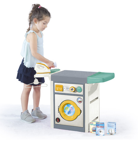 Kids Play Washing Machine with 5 Accessories & Sound Effects - Grey (12mths - 6 Years)