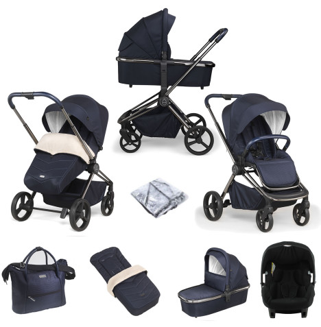 Mee-go Pure Travel System (Beone Car Seat) & Accessories - True Blue