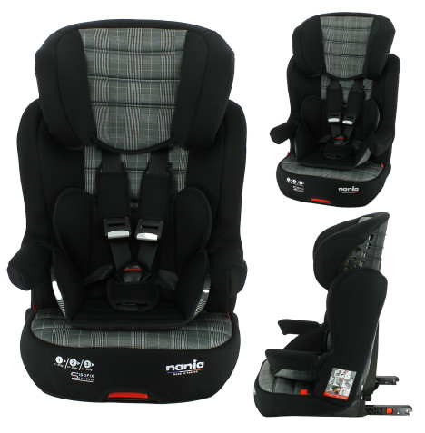 Nania Imax ISOFIX Group 1/2/3 High Back Booster Car Seat - Black/Grey (9 Months-12 Years)