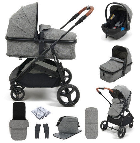 Puggle Monaco XT 2-in-1 Pushchair Travel System with Footmuff & Bag - Graphite Grey