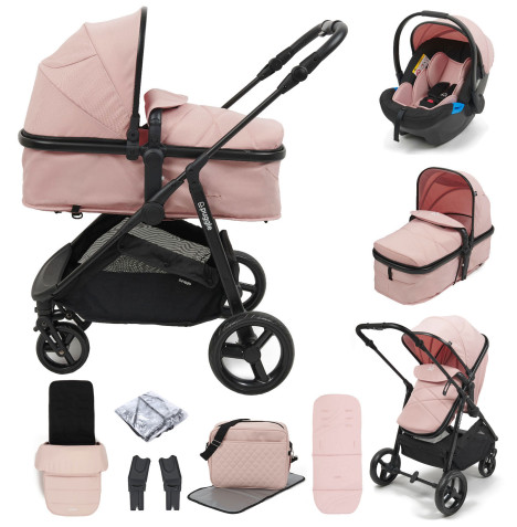 Puggle Monaco XT 2-in-1 Pushchair Travel System with Footmuff & Bag - Blush Pink