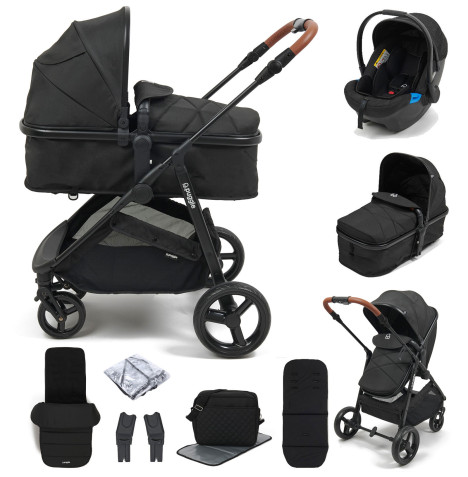 Puggle Monaco XT 2-in-1 Pushchair Travel System with Footmuff & Bag - Storm Black