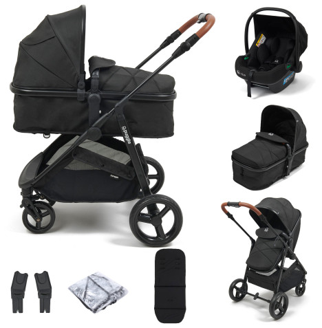 Puggle Monaco XT 2in1 Pushchair With Adjustable Handles i-Size Travel System - Storm Black