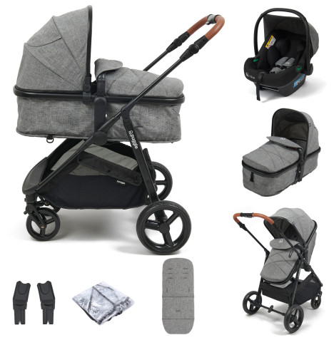 Puggle Monaco XT 2in1 Pushchair With Adjustable Handles i-Size Travel System - Graphite Grey