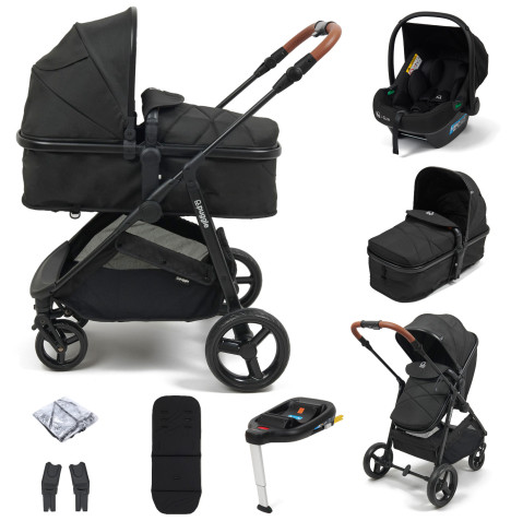 Puggle Monaco XT 2in1 With Adjustable Handles i-Size Travel System with ISOFIX Base - Storm Black