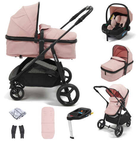 Puggle Monaco XT 2in1 With Adjustable Handles i-Size Travel System with ISOFIX Base - Blush Pink