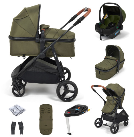 Puggle Monaco XT 2in1 With Adjustable Handles i-Size Travel System with ISOFIX Base - Forest Green