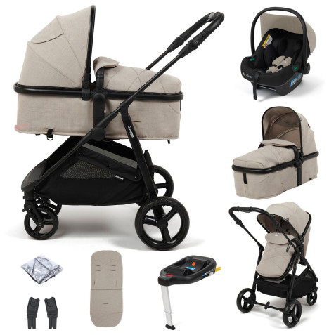 Puggle Monaco XT 2in1 With Adjustable Handles i-Size Travel System with ISOFIX Base - Cashmere