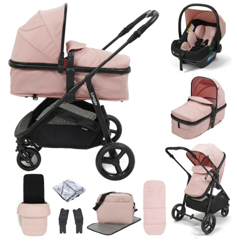 Puggle Monaco XT 2in1 i-Size Travel System with Footmuff & Changing Bag - Blush Pink