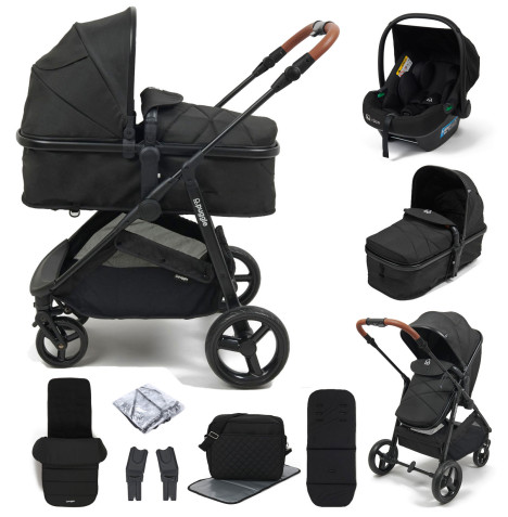 Puggle Monaco XT 2in1 i-Size Travel System with Footmuff & Changing Bag - Storm Black
