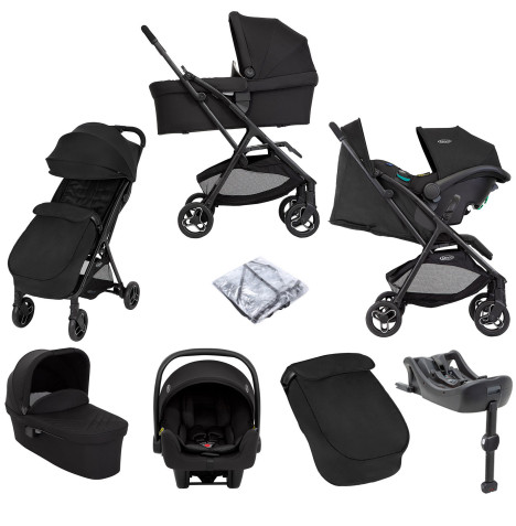 Graco Arris Trio Myavo Travel System with Footmuff, Carrycot, ISOFIX Base & Adapters - Night Sky