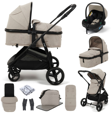 Puggle Monaco XT 2in1 i-Size Travel System with Footmuff & Changing Bag - Cashmere