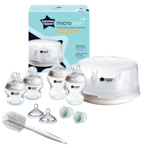 Tommee Tippee Closer to Nature Microwave Steam Steriliser & Bottle Set - White/Clear